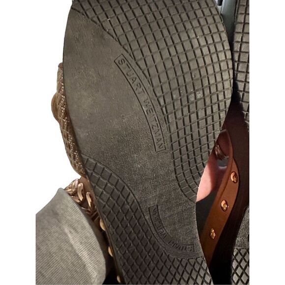 Stuart Weitzman Wooden Plaid Slides - Picture 11 of 11